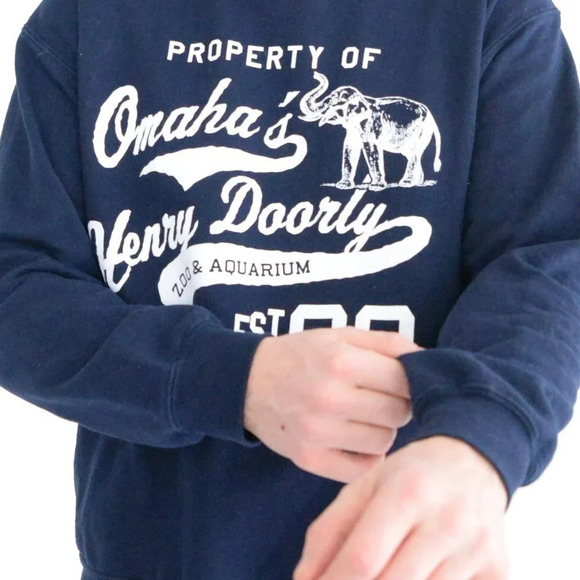 Vintage 90'S Mv Sport  Navy Omaha Zoo Aquarium Elephant Print Crew Neck Size M - Picture 2 of 13